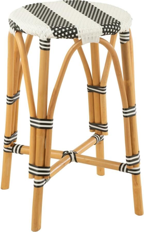 J-Line Barkruk Live Rattan Kunststof Naturel Zwart