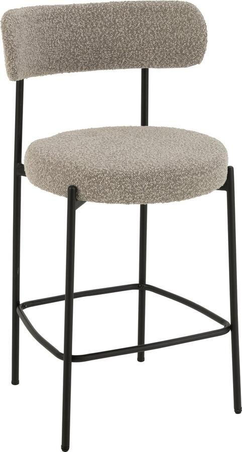 J-Line barstoel Bouclé multiplex polyester grijs zwart