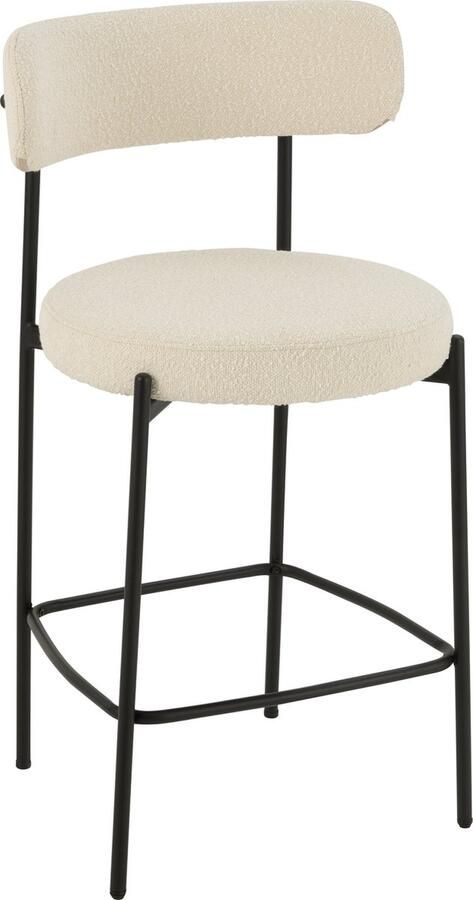 J-Line barstoel Bouclé multiplex polyester wit zwart