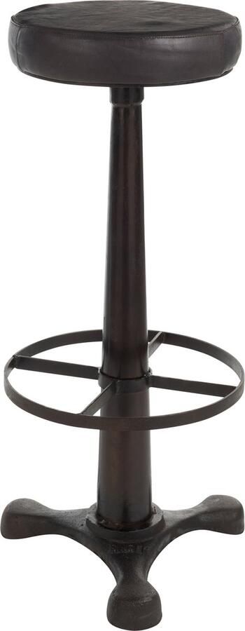 J-Line Barstoel Leder Metaal Zwart