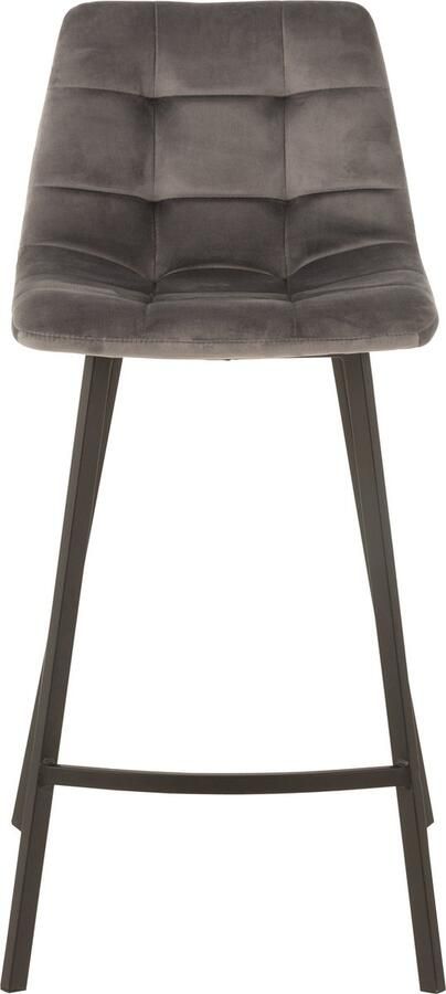 J-Line barstoel Olivier textiel metaal grijs 2 stuks