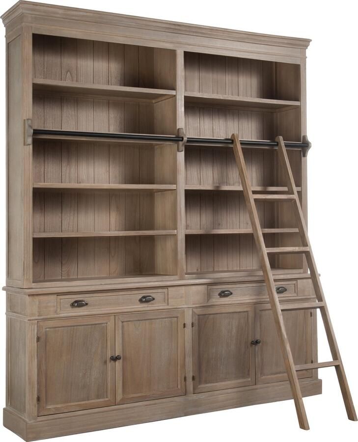J-Line Bibliotheekkast + Ladder Hout Grey Wash