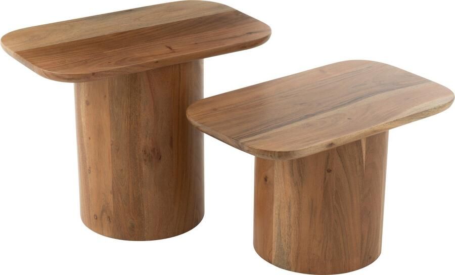 J-Line Set Van Twee Bijzettafel Acacia Hout Naturel - Foto 2