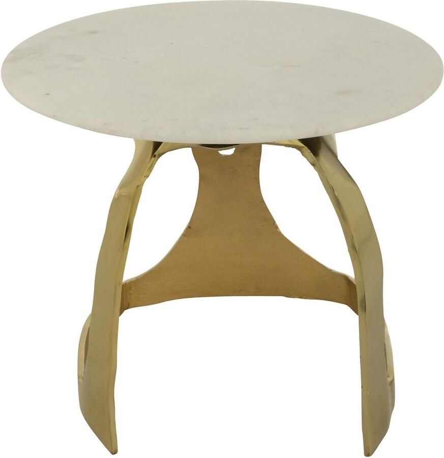 J-Line Bijzettafel Aluminium Steen Goudkleurig Wit Small