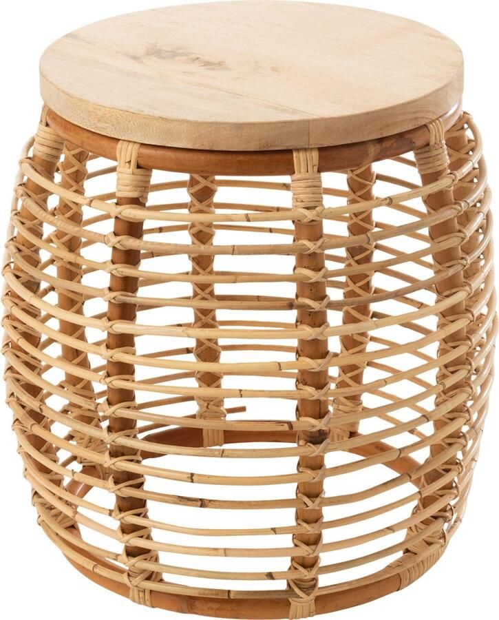 J-Line Bijzettafel Ana Rotan Naturel 40x40x48cm
