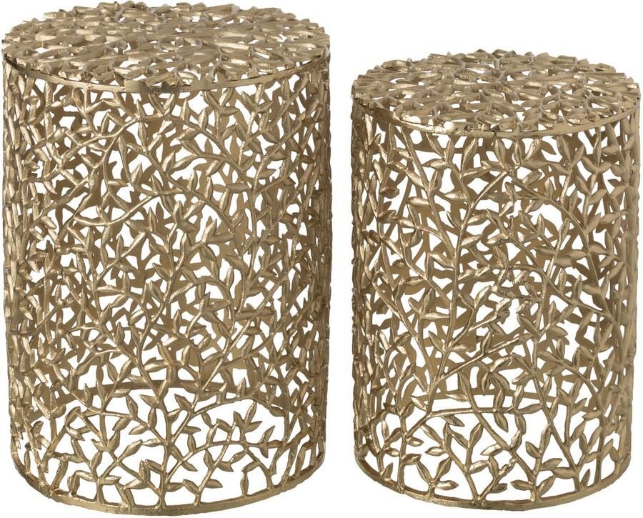 J-Line bijzettafel Blad aluminium goud 2 stuks