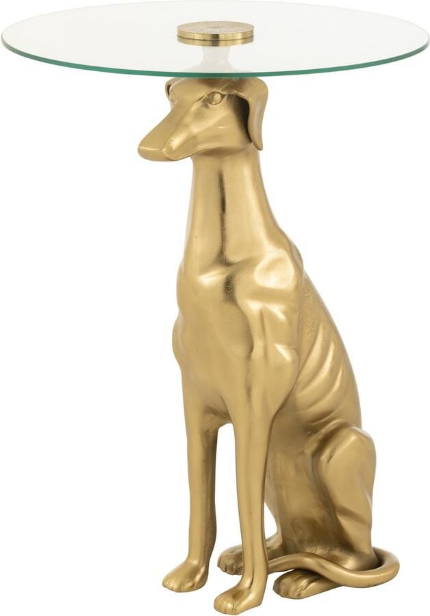 J-Line Bijzettafel Dog Base Aluminium Glas Goudkleurig