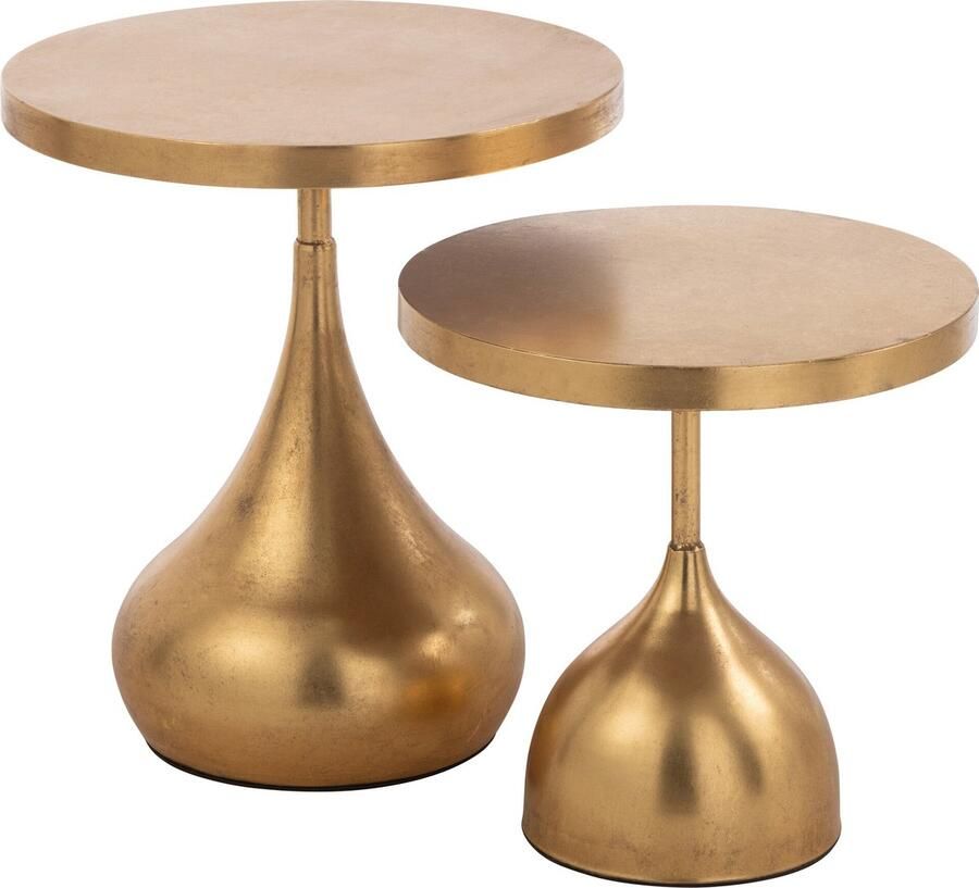 J-Line bijzettafel Druppel metaal goud 2 stuks