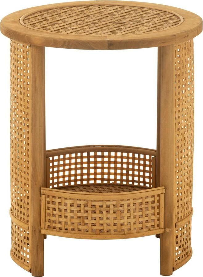 J-Line bijzettafel Dubbel bamboe dennenhout naturel