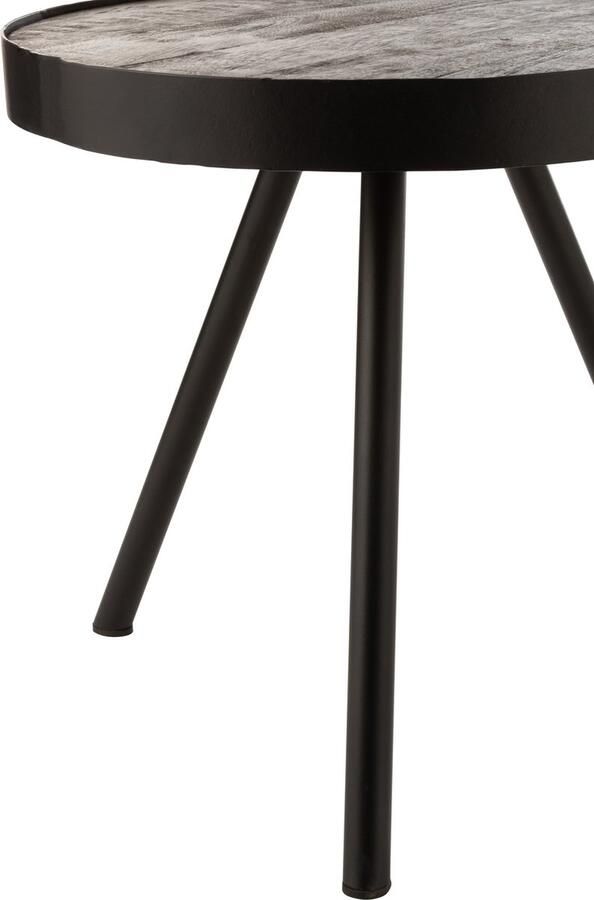 J-Line Bijzettafel Fien Mango Hout Ijzer Donker Bruin Zwart