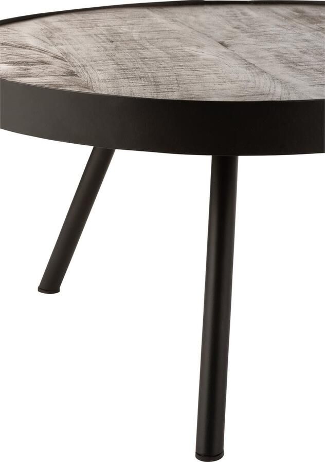 J-Line Bijzettafel Fien Laag Mango Hout Ijzer Donker Bruin Zwart