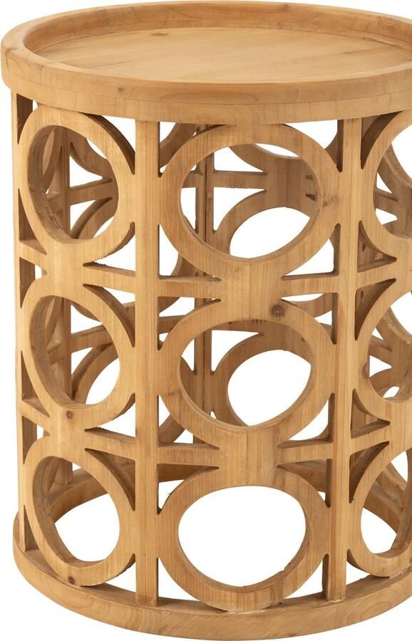 J-Line Bijzettafel Gekerfd Sparhout Mdf Naturel