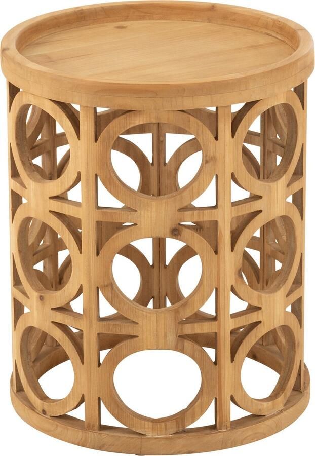 J-Line Bijzettafel Gekerfd Sparhout Mdf Naturel - Foto 2