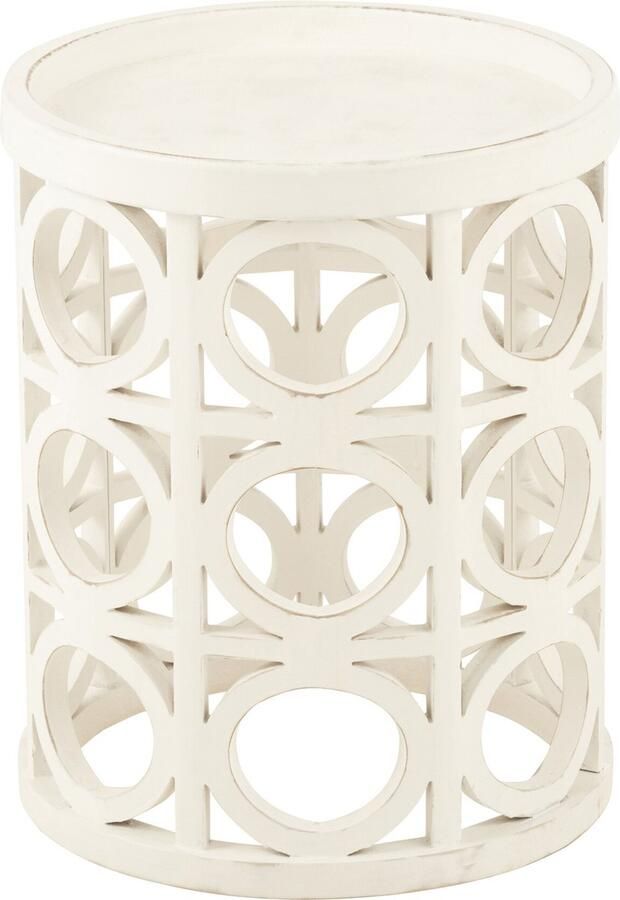 J-Line Bijzettafel Gekerfd Sparhout Mdf Wit