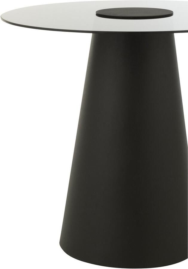 J-Line Bijzettafel Glass Flat Cap Kegel Ijzer Zwart