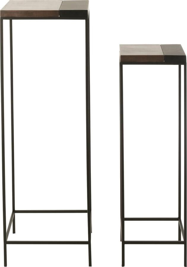 J-Line bijzettafel Hoog metaal brons zwart set van 2