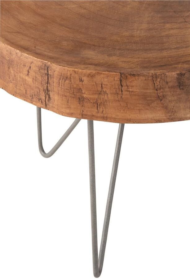 J-Line bijzettafel Paulownia hout metaal bruin set van 2