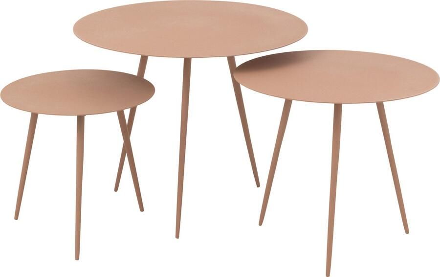 J-Line Set Van Drie Bijzettafel Ijzer Oud Roze 56x56x44.5cm