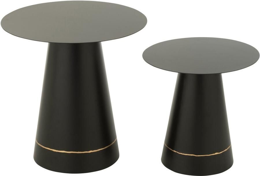 J-Line Set Van 2 Bijzettafel Ijzer Zwart Goudkleurig
