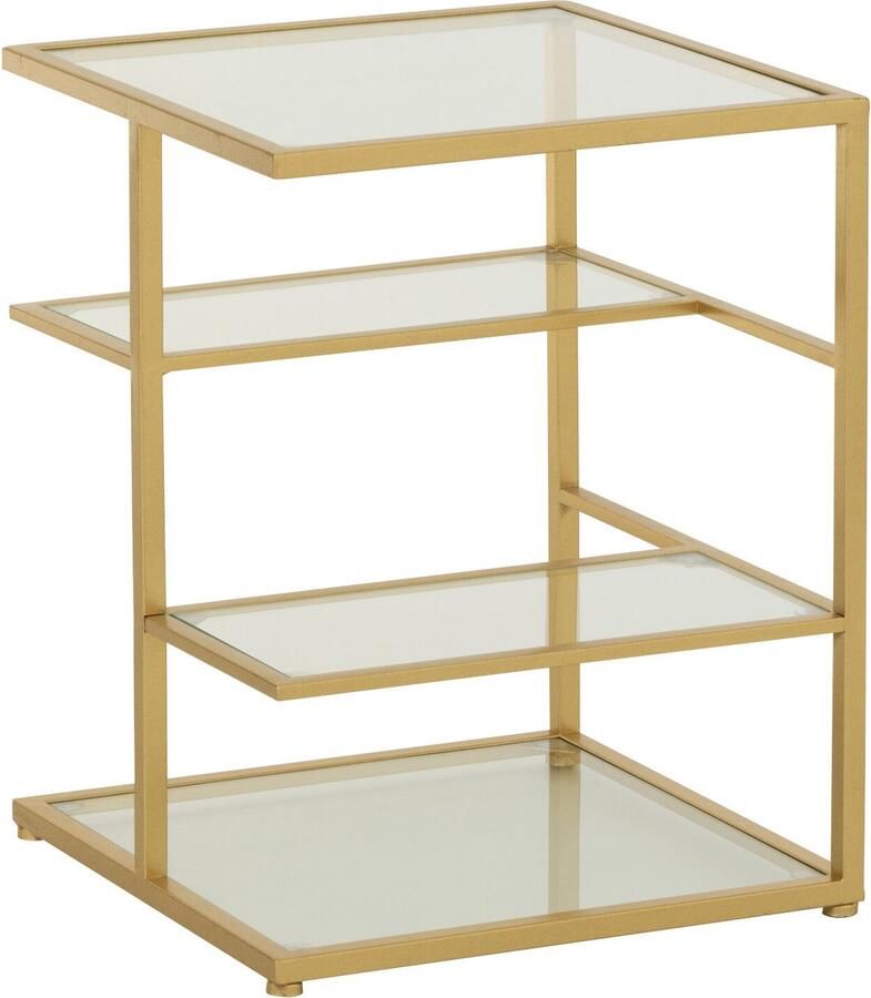 J-Line Bijzettafel Ijzer Glas Goudkleurig