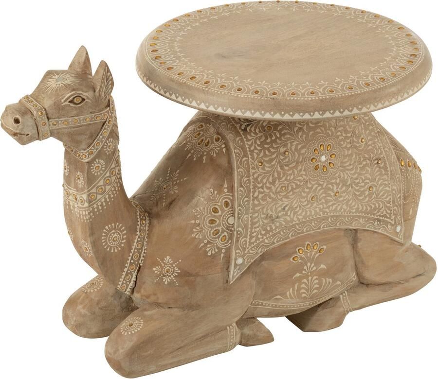 J-Line bijzettafel Kameel hout naturel wit