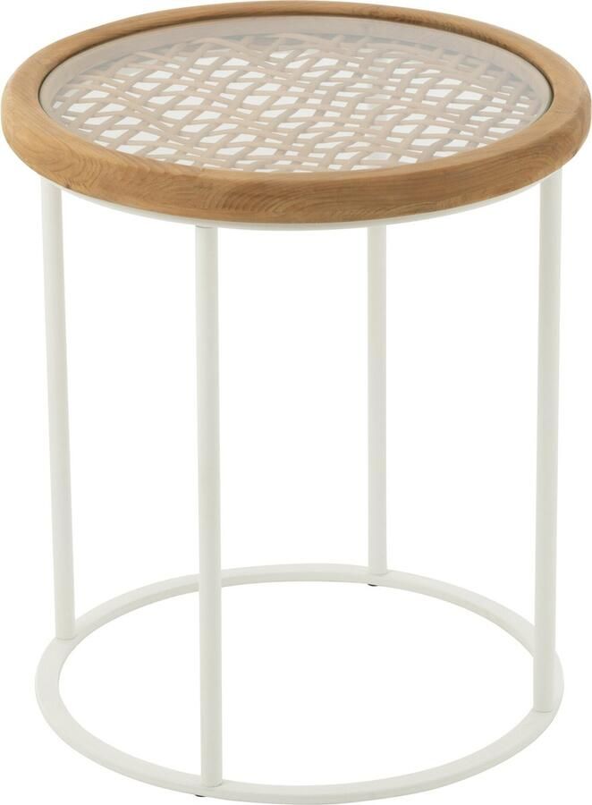 J-Line bijzettafel Mati sparhout metaal naturel wit
