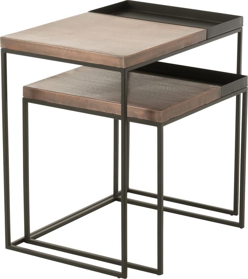 J-Line Set Van Twee Bijzettafel Metaal Brons Zwart