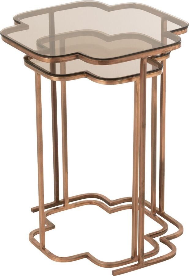 J-Line Set Van Twee Bijzettafels Ones Metaal Koper Set van 1