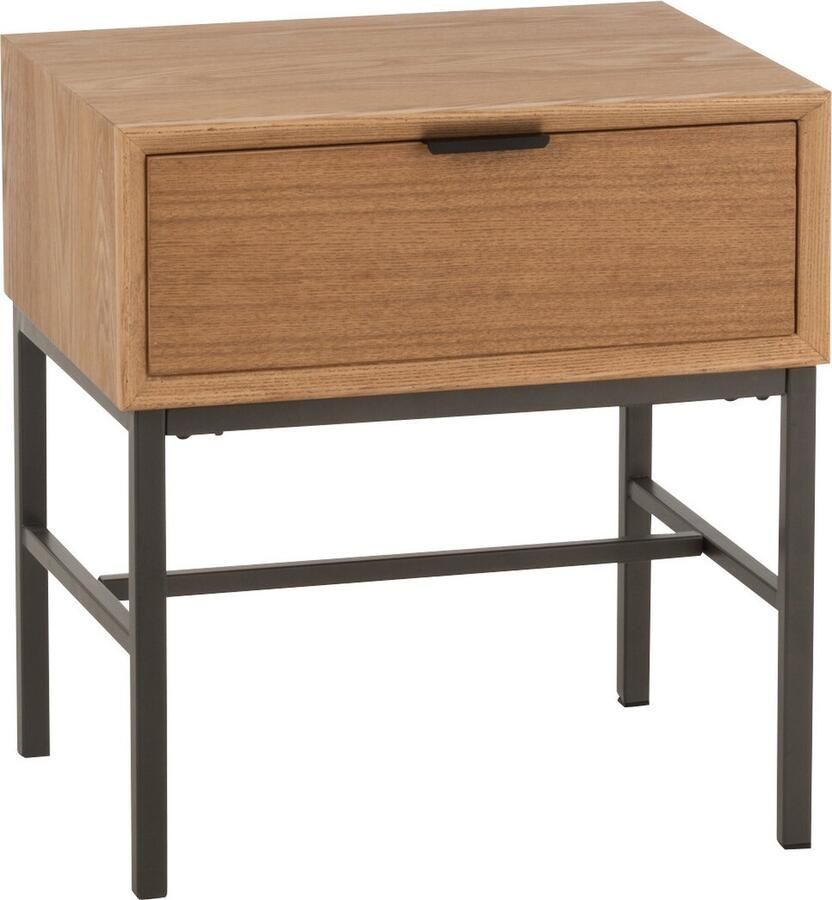 J-Line Bijzettafel Op Onderstel Hout metaal Naturel 47.5x30x51cm