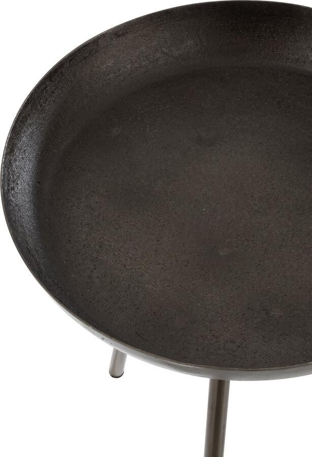 J-Line Set Van 3 Bijzettafels Plateau Recht Rond Metaal Donker Grijs Dienblad 61.00 x 61.00 cm - Foto 2