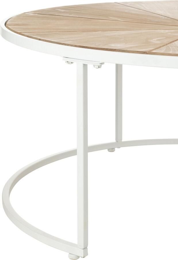 J-Line Set Van Twee Bijzettafels Relax Metaal Hout Wit Naturel