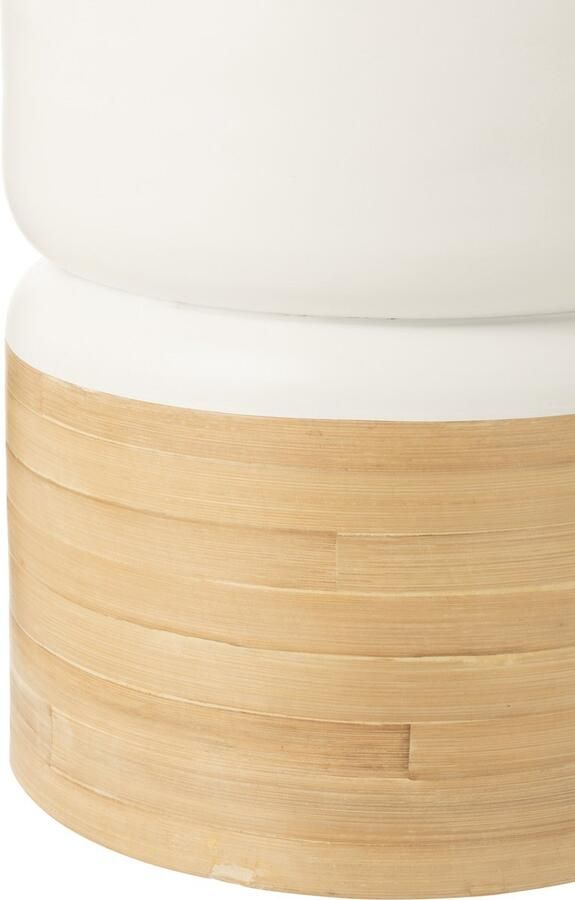 J-Line bijzettafel Rond bamboe wit naturel