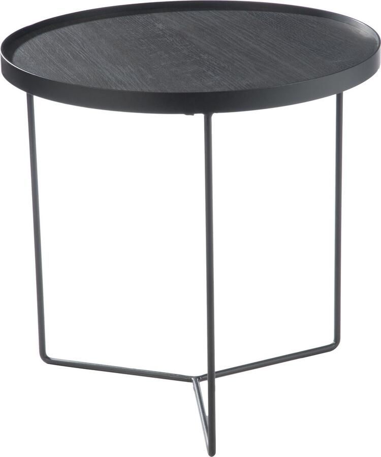 J-Line Bijzettafel Rond Hout Metaal Donker Bruin Small 50.5x50.5x50cm