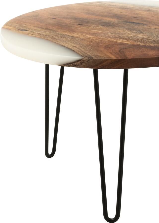 J-Line bijzettafel Rond hout naturel wit