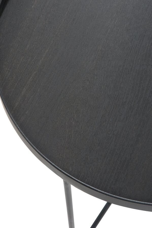 J-Line Bijzettafel Rond Hout Metaal Donker Bruin Small