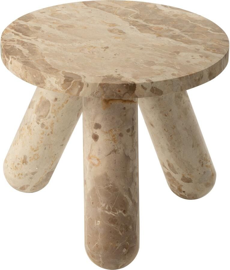 J-Line bijzettafel Rond Marmer steen beige