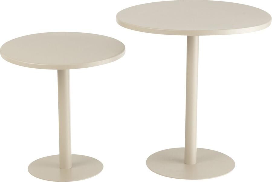 J-Line bijzettafel Rond metaal grijs 2 stuks