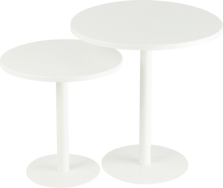 J-Line bijzettafel Rond metaal wit 2 stuks