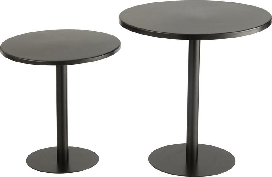 J-Line bijzettafel Rond metaal zwart 2 stuks - Foto 2