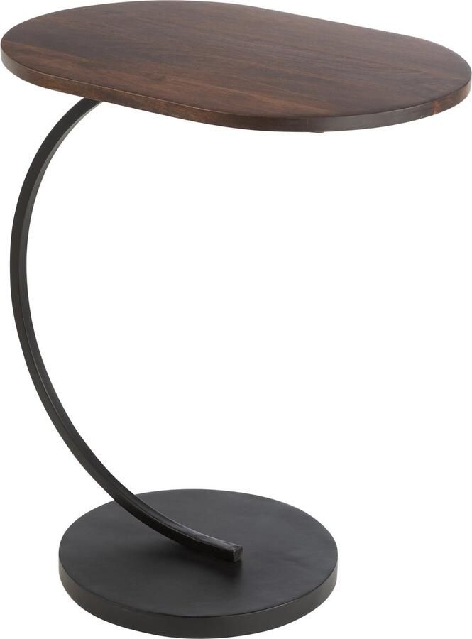 J-Line Bijzettafel Swoosh Ijzer mangohout Bruin zwart 50x35x59cm - Foto 2