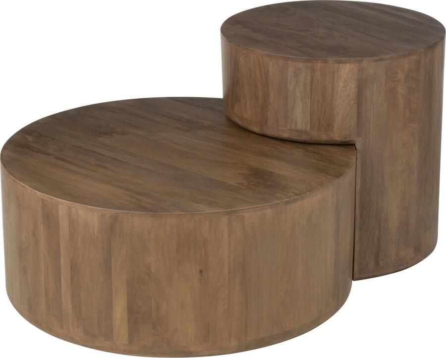 J-Line Set Van 2 Bijzettafels Toge Mango Hout Bruin 75x75x30cm