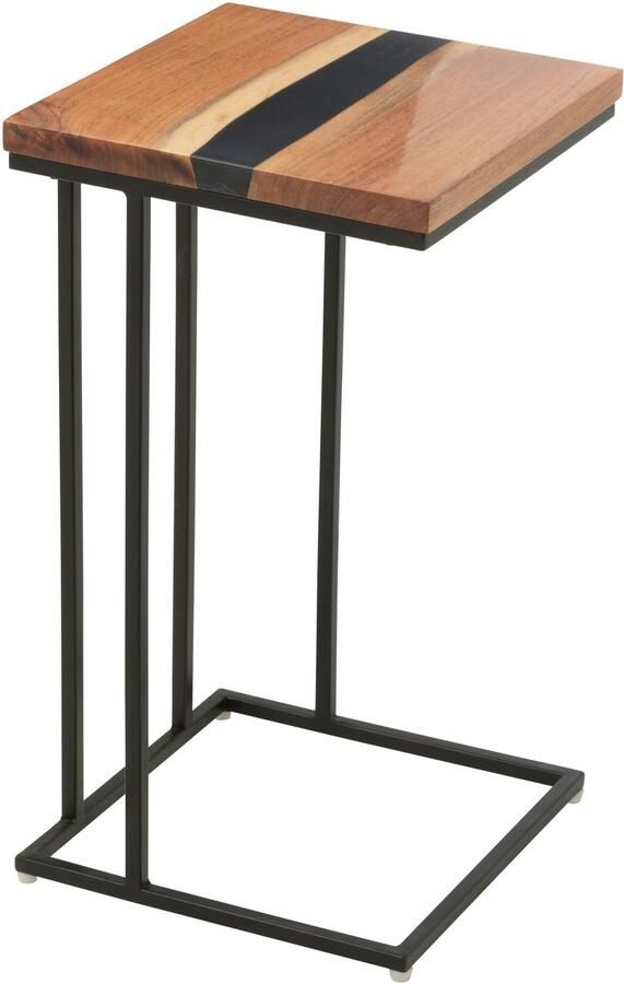 J-Line bijzettafel Vierkant hout epoxyhars naturel zwart