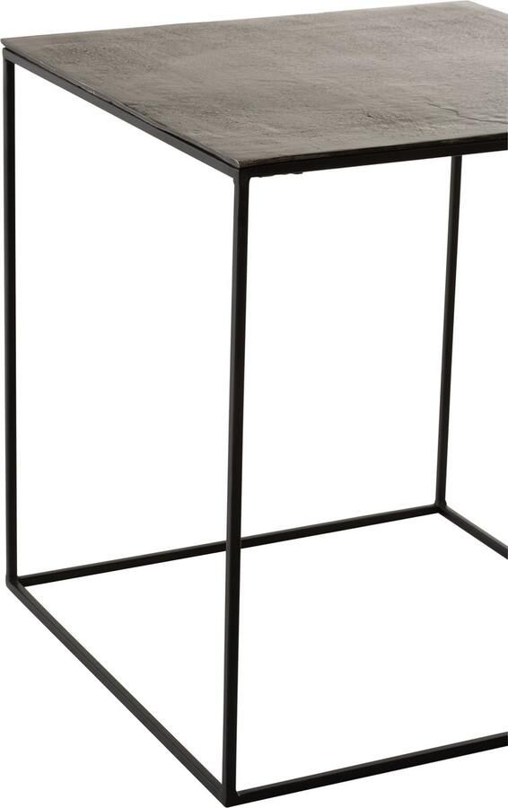 J-Line Set 2 Bijzettafels Vierkant Oxidize Aluminium Ijzer Antiek Zwart Groen