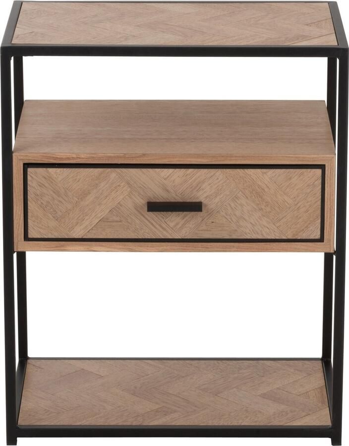 J-Line Bijzettafel Zigzag 1 Lade Hout Metaal Naturel Zwart