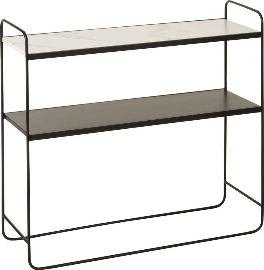 J-Line Console Marmer 2 Planken Mdf ijzer Zwart 90x30.5x80.5cm