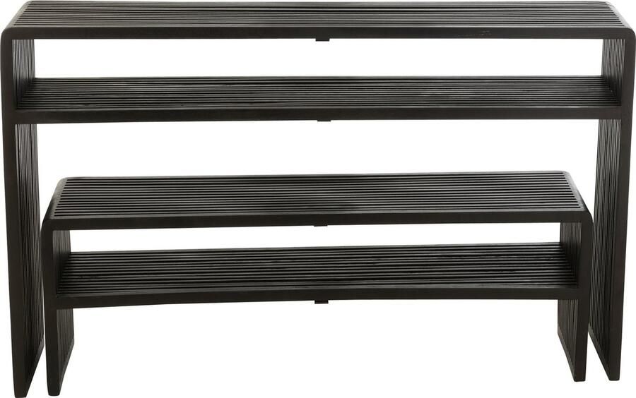 J-Line Set Van 2 Console Met Schap Gerecycleerd Teak Zwart