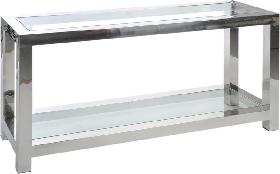 J-Line Console Roestvrij Staal glas Zilv 140x40x70cm