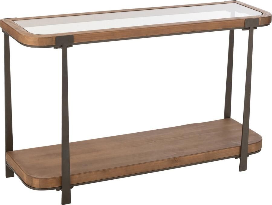 J-Line console Spar hout glas naturel zwart