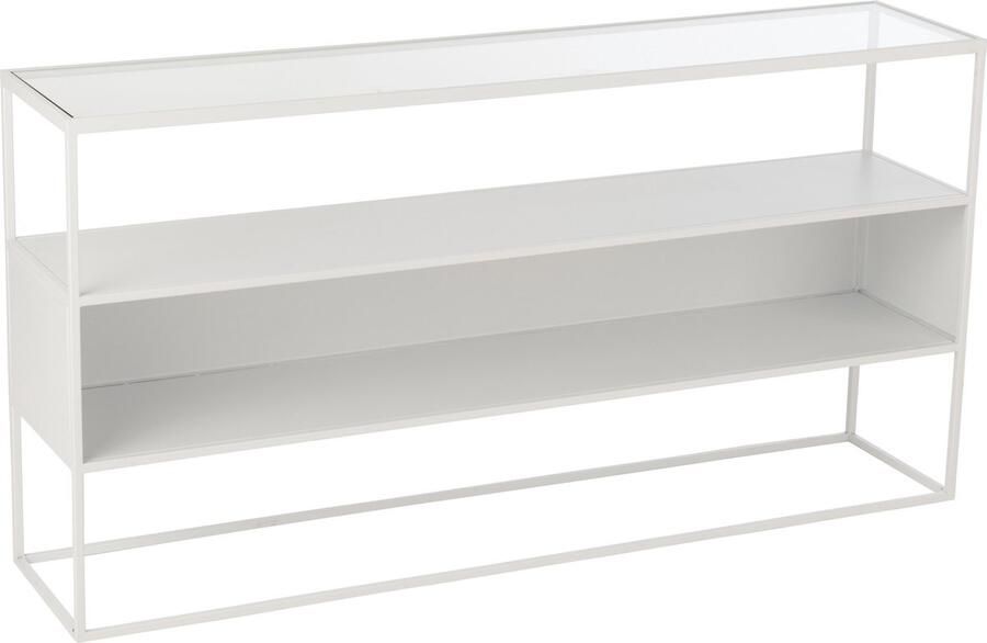 J-Line Console Vierkant Metaal glas Wit 140x30x72cm