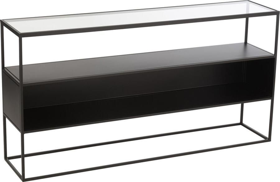 J-Line Console Vierkant Metaal glas Zwart 140x30x72cm - Foto 2
